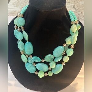 Source Unknown Aqua Beaded Necklace